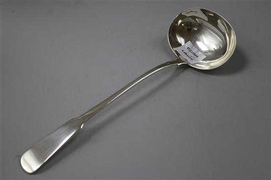 A George IV Scottish silver fiddle pattern soup ladle, James McKay, Edinburgh, 1823, 5.9 oz.